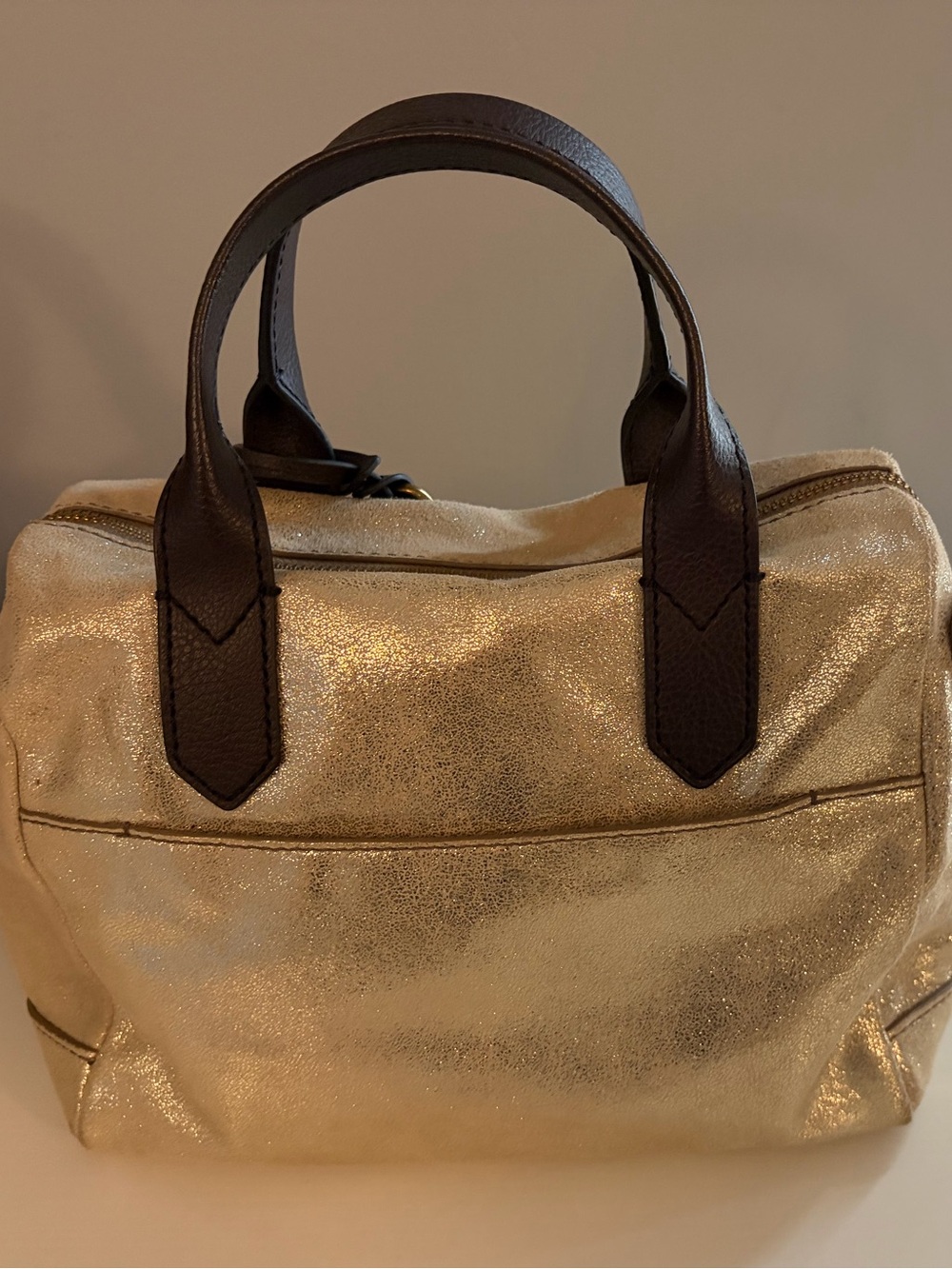 Fossil Gold Metallic Leather-Trim Bag - Picture 4 of 11